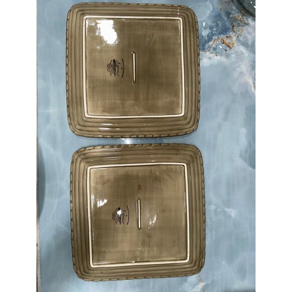 Artimino Tuscan Countryside Sage Stoneware Square 2 Plates Set - Picture 8 of 8
